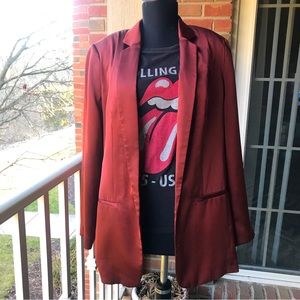 Express Chocolate Brown Satin Boyfriend Blazer Size Medium